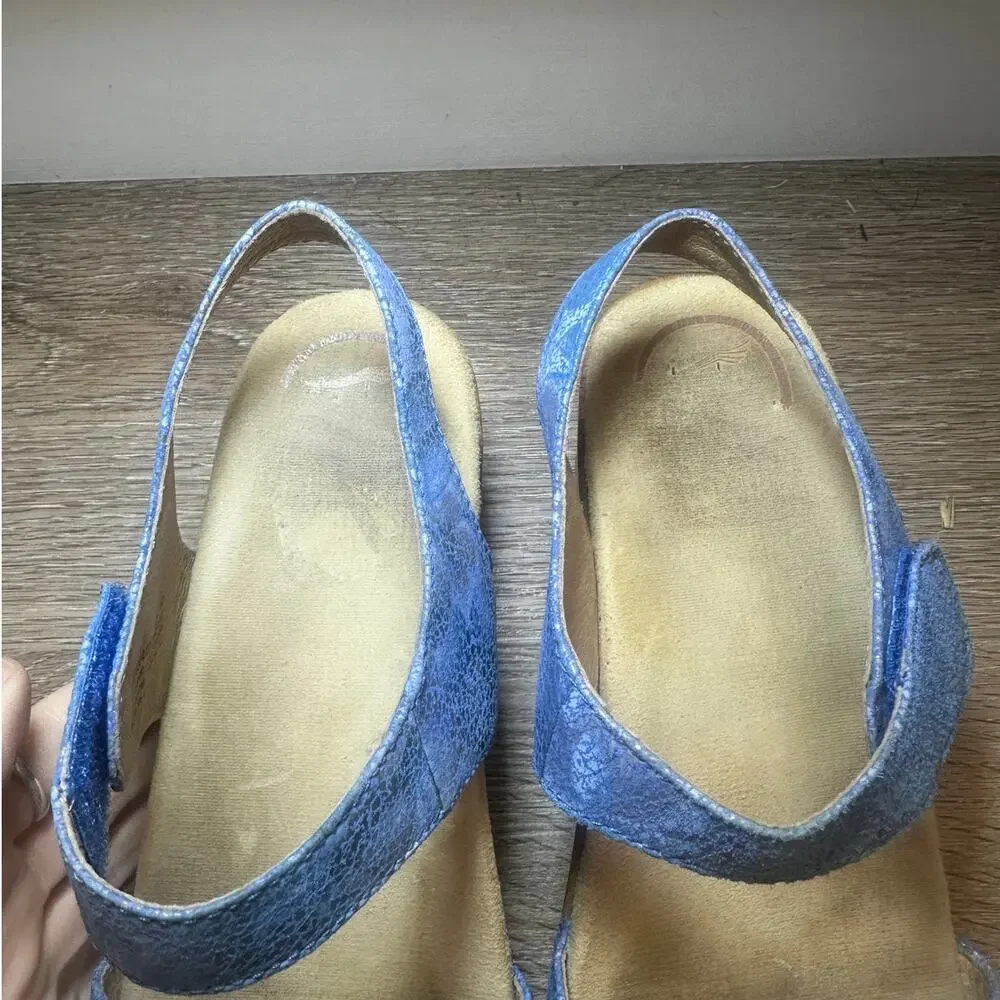 Dansko Sonnet Blue Print Leather Sandals EU 40 US 9.5-10 Comfort - Picture 8 of 11